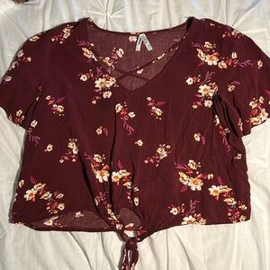 Women’s MUDD Floral Crop Top with Front Tie